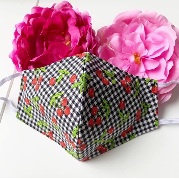 3 for $25 Triple Layer Handmade Face Mask cherry - Picture 2 of 7